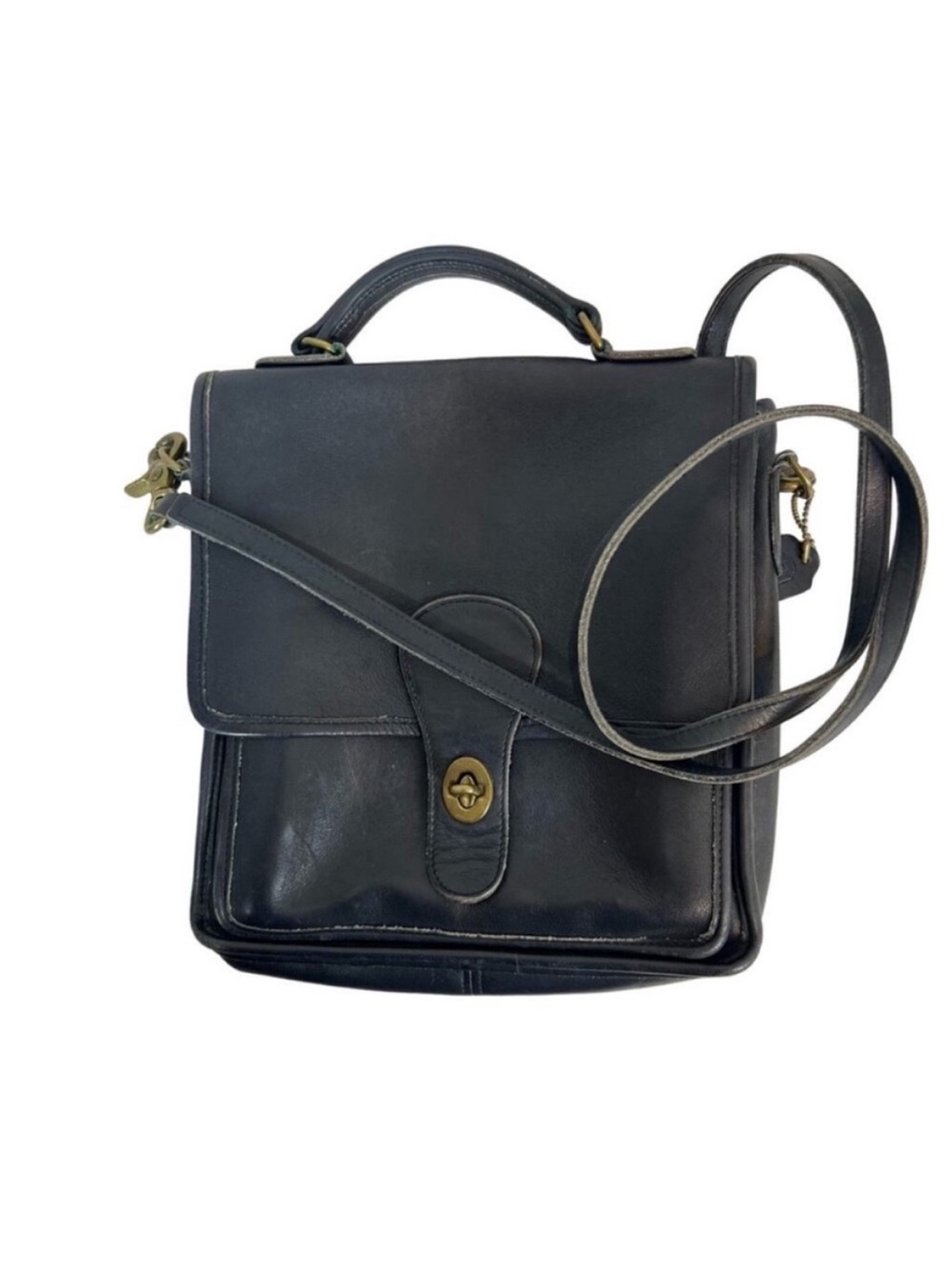 Coach Vintage Station Black Leather Crossbody Messenger Bag